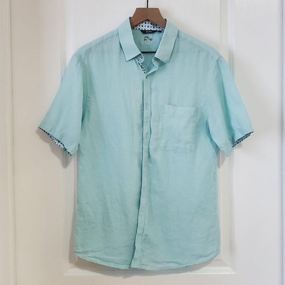 Bohio Short Sleeve Linen Button Down Shirt - Medium